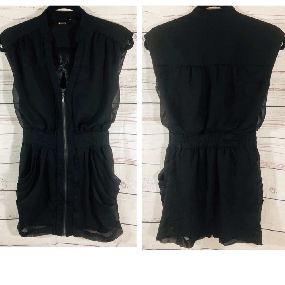 Guess front zipper black mini dress